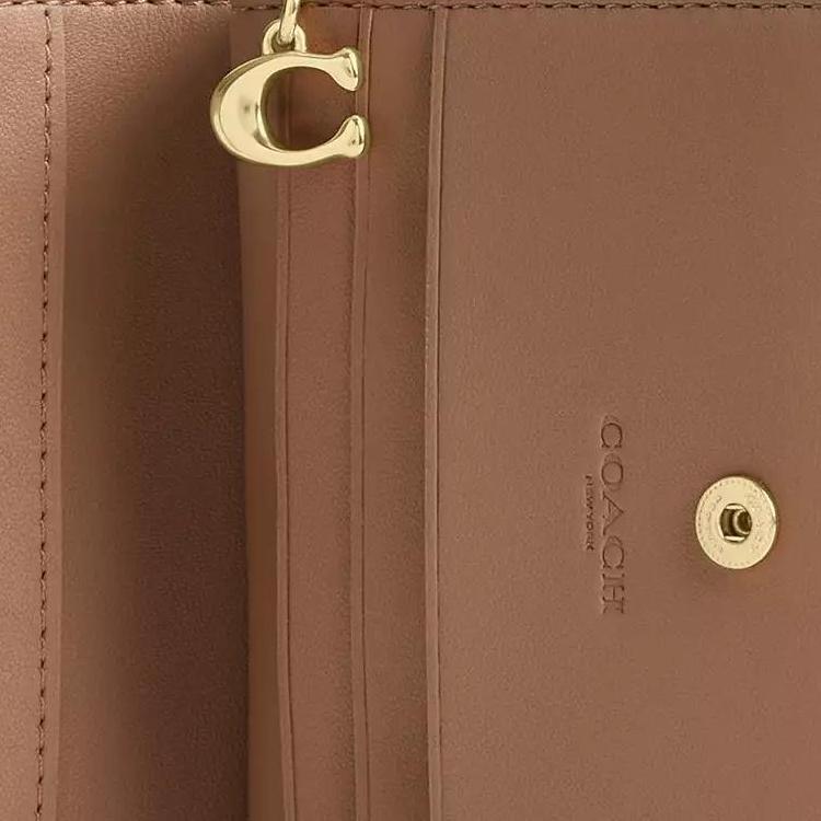 Coach Кошелек на кнопке Кошелек из покрытого холста Женский Песочный