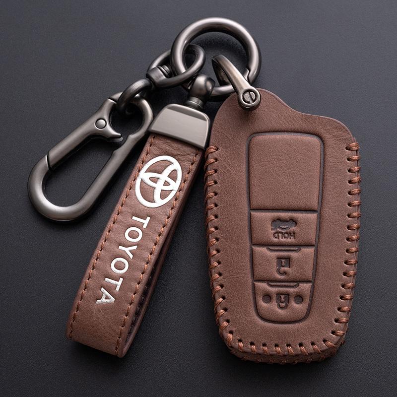 Leather Car Smart Remote Key Case Cover Holder Shell Fob For Toyota Corolla Prius Camry CHR C-HR RAV4 Altis Land Cruiser Prado