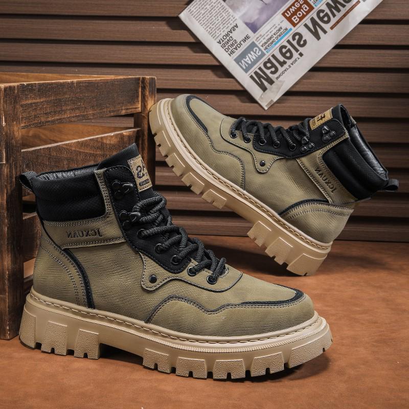 Мужские новые ботинки Martin 2024 года: Осенне-зимняя уличная желтая обувь с высоким берцем и мягкой подошвой для повседневной работы