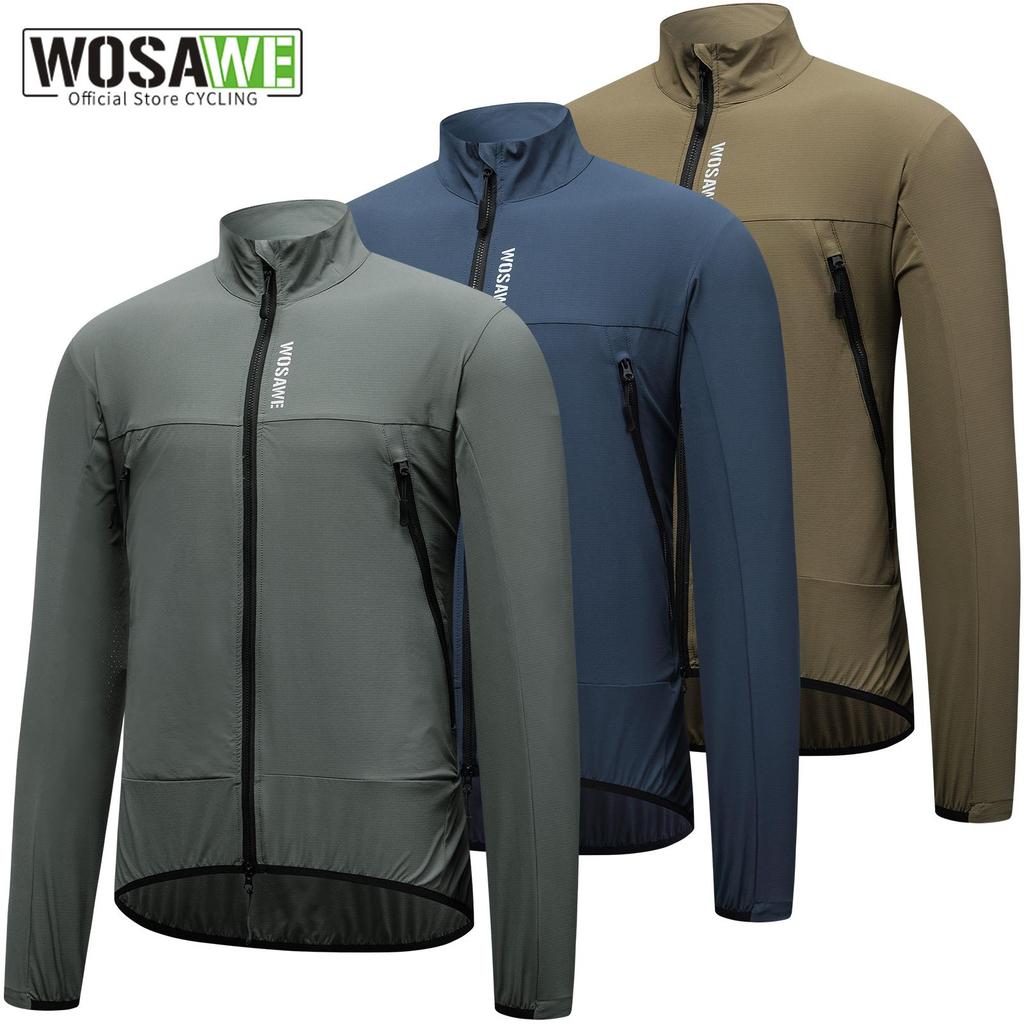 Wosawe Мужская и женская куртка для шоссейного горного велосипеда, ветрозащитная, водонепроницаемая, дышащая, солнцезащитная, светоотражающая, для ночного бега, для велоспорта, ветрозащитная куртка