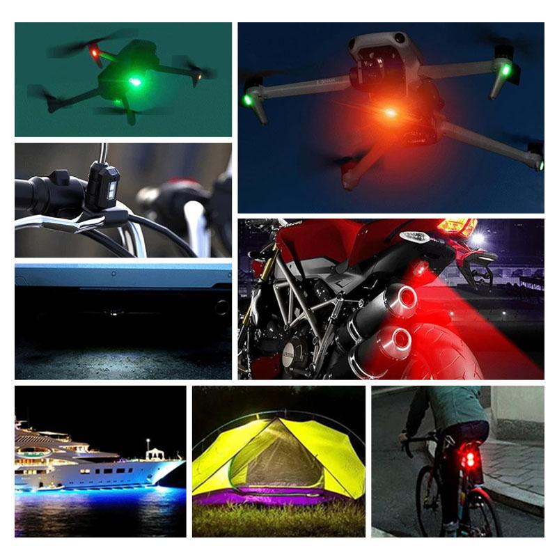 Drone Strobe Light 7 Color Motorcycle Taillights USB LED Anti-Collision Bike Aircraft Night Flying Flashing Warning Signal Light
