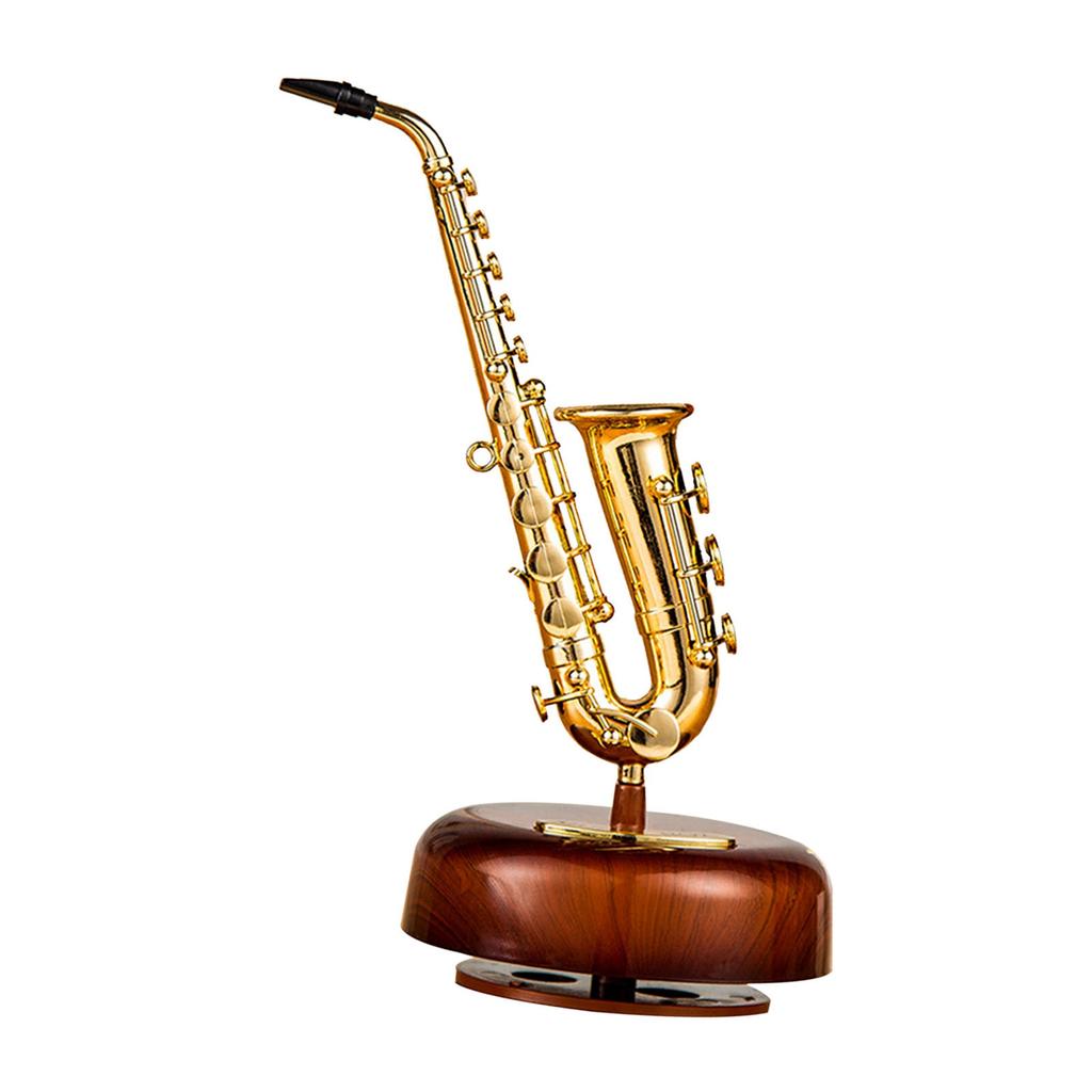 Trumpet Music Box Classical Wind Up Musicbox Twirling Music Box Rotating Base Brass Wind Instrument Miniature Replica