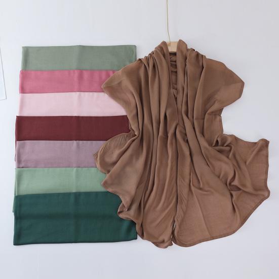 Women Headscarf Solid Color Soft Breathable Wide Head Wrap Versatile