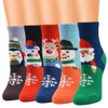 Women Christmas Socks Coral Velvet Santa Claus Snowman Socks