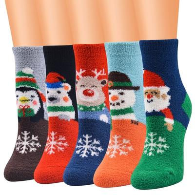 Женские рождественские носки Coral Velvet Santa Claus Snowman Socks