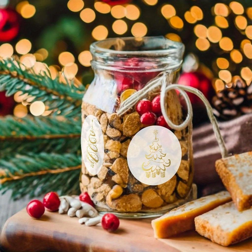 Золотые фольгированные рождественские наклейки - Элегантные золотые и белые праздничные дизайны, с текстом Merry Christmas - для открыток, подарков, упаковки