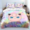 Покемон Джиглипафф 3 предмета Постельный набор Наволочка Взрослое покрывало для кровати Спальный комплект Пододеяльник Комплект Пододеяльник Домашнее украшение Покрывало