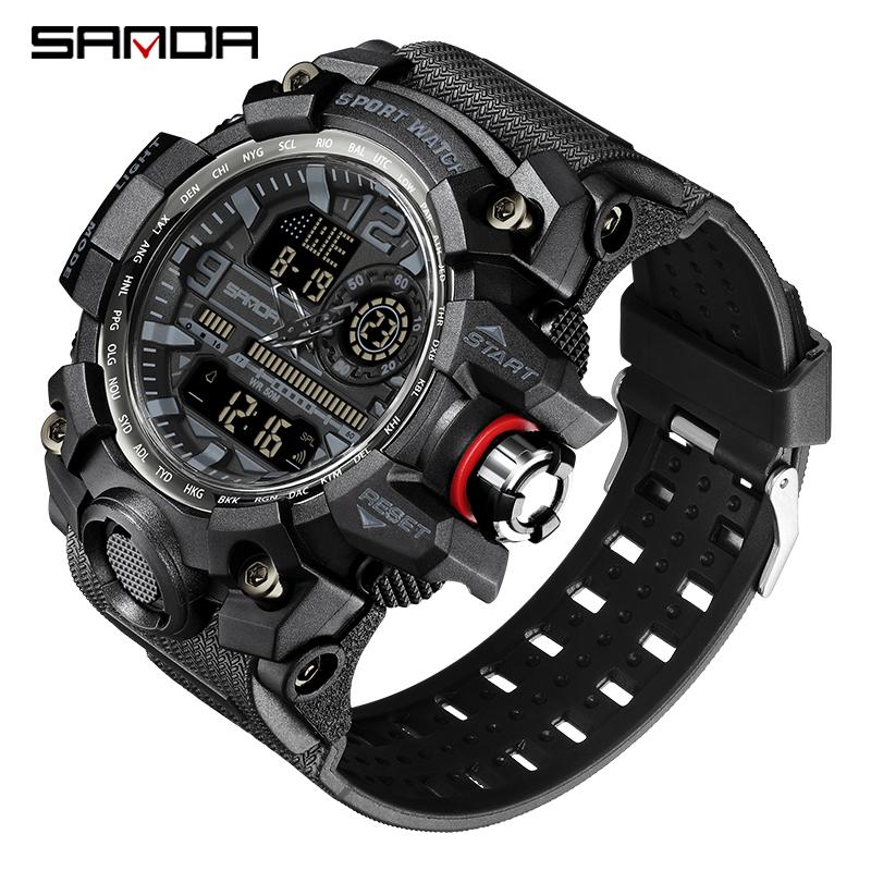 SANDA G Style Новые мужские часы 50M Водонепроницаемые Спортивные Военные Кварцевые часы Для мужчины Цифровые наручные часы Часы Reloj Hombre
