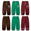 Mens Oversized Cotton Jogger Pants With Embroidered Letters Loose Fit Drawstring Waist Wide Leg Casual Streetwear