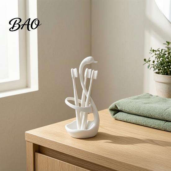 Ventilation Draining Base Organizer 3D Printed Elegant Swan Storage Rack with And Base, Solution Multi-Purpose Toothbrush Holder Pen Cutlery Stand for