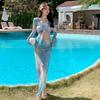 2025 Women's High-End Swimwear: Elegant Split Long Dress & Bikini Four-Piece Set