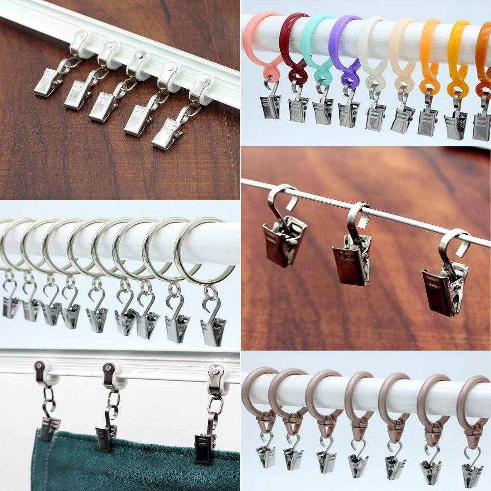 50 Pcs Sturdy Stainless Steel Curtain Clips Durable Curtain Hook Clips Iron Drapery Hook Home