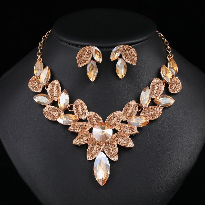 Party Evening Vintage Statement Luxury Crystal Necklace Set for Women