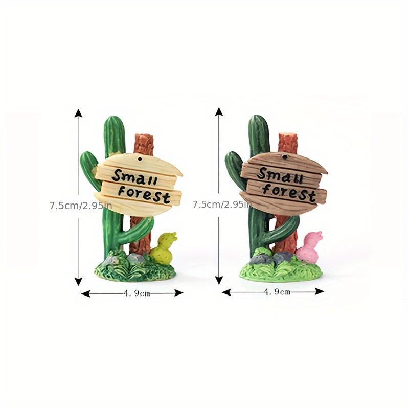 2 Pcs of Doll House Decoration Moss Micro Landscape Resin Craftsmanship Succulent Landscape Decoration Cactus Road Sign Small Decoration