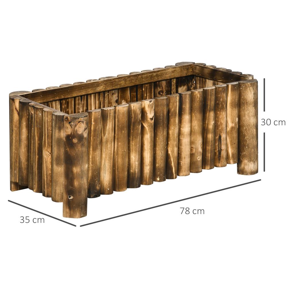 52L Raised Flower Bed Wooden Rectangular Planter Container Box Herb Pot Flower Pot 78L x 35W x 30H (cm)