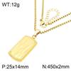 Hip Hop Square Textured Dog Tag Necklace Stainless Steel Box Chain Pendant 45cm Adjustable Length Trendy Jewelry Gift for Men