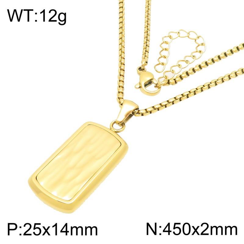 Hip Hop Square Textured Dog Tag Necklace Stainless Steel Box Chain Pendant 45cm Adjustable Length Trendy Jewelry Gift for Men