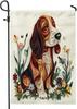 Spring Basset Hound Dog Garden Ags 12x18 Inch for Outside, Fun Puppy Animal Oral Standard Vertical Linen Ags for House WZZ