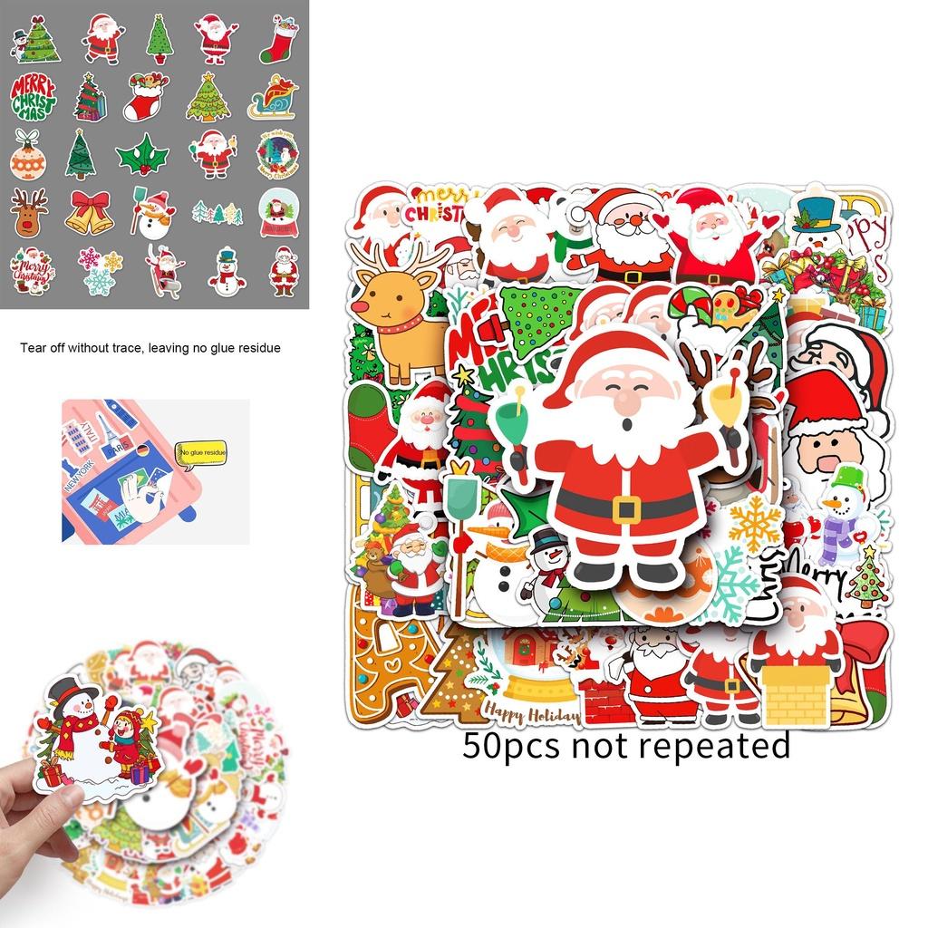 50 шт. Рождественские наклейки Санта-Клаус, водостойкие, многоразовые, для граффити, для декора чемодана