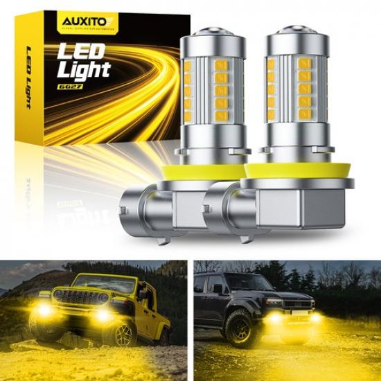 2x AUXITO H11 H8 Светодиодные лампы для противотуманных фар, Дневные ходовые огни DRL, Желтые 3000K, Высокая мощность