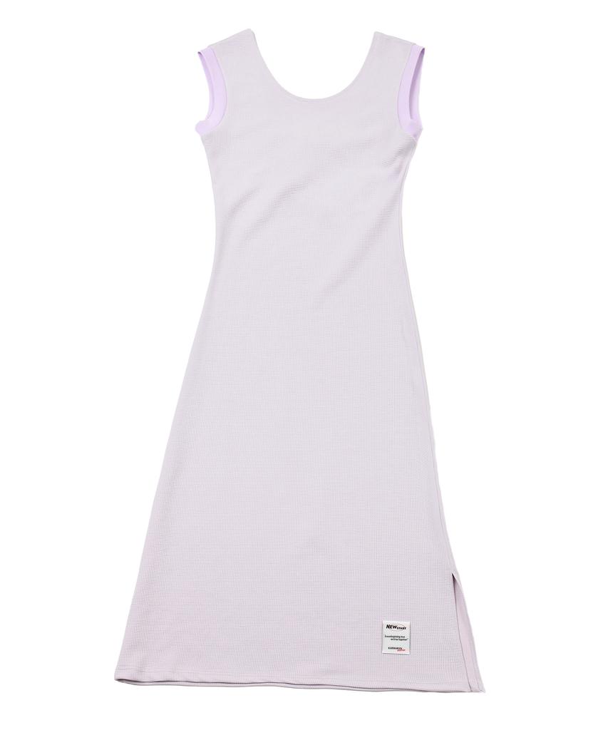 Catharsis Waffle Tank Tab Backless Long Dress Light Purple One Size