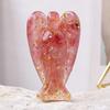 Natural Stone Angel Figurine Positive Healing Energy Hand-carved Colorful Faux Crystal Winged