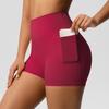 Women's Fashion Solid Color Pocket High Waist Tight High Stretch Yoga Shorts Sports Running And Fitness Three Quarter Pants