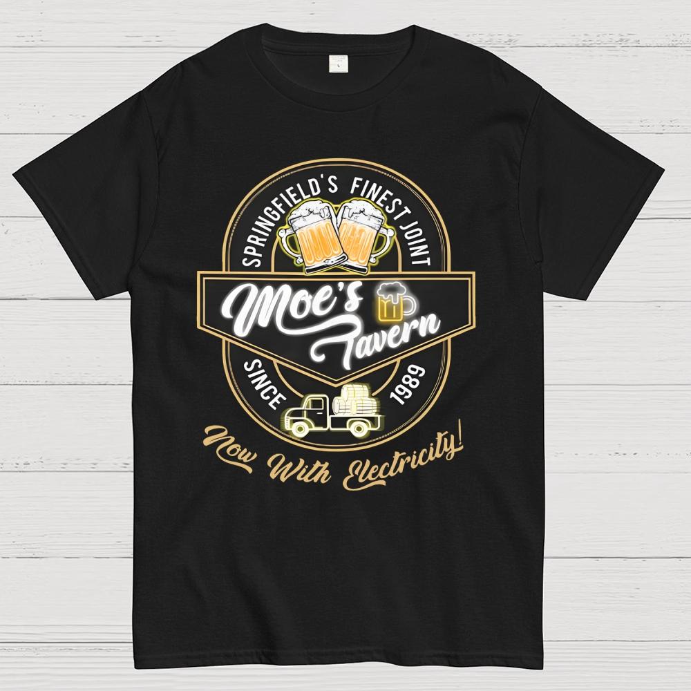 Moe's Tavern Now With Electricity 100% Cotton Summer Casual Cool Loose T-Shirt