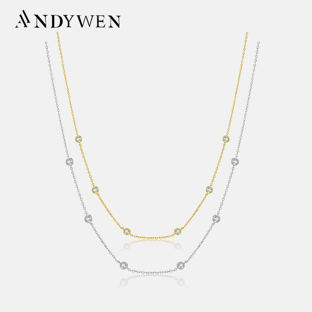 ANDYWEN Ожерелье с подвеской из стерлингового серебра 925 пробы с цирконом и цирконием для женщин, роскошные юбилейные изысканные ювелирные изделия