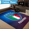Custom Name Italian Football Crest Rug Game Carpet, Floor Mat for Bedroom Living Room Entryway Rug, Home Decor Idea Gift for Christmas birthday