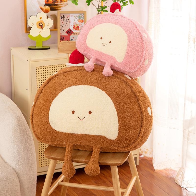 Q soft glutinous French roll strawberry cake, cute face smile healing cloud plush doll cute sleeping pillow