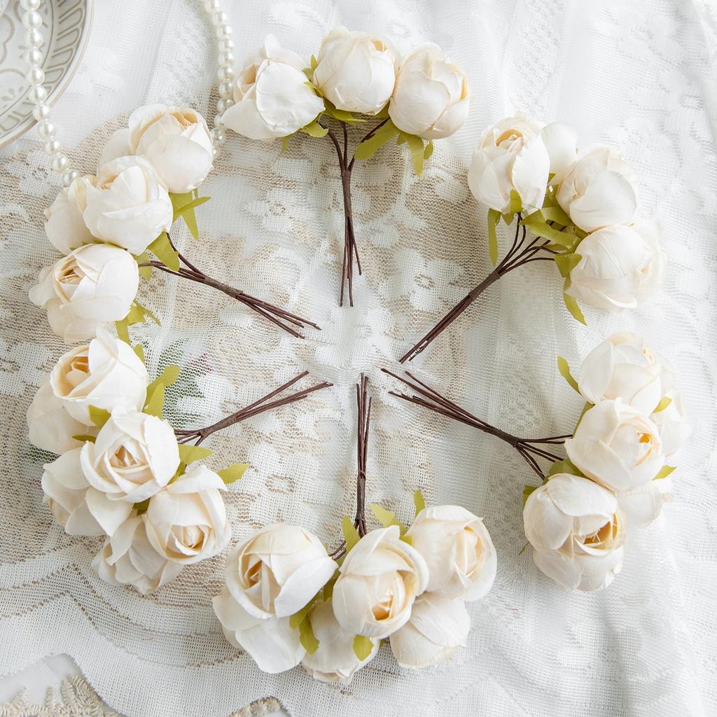 Artificial Flowers Silk Mini Bouquet High Quality Outdoor Garden Wedding Wreath Home Room Table Decora Scrapbook Bridal Diy Gift