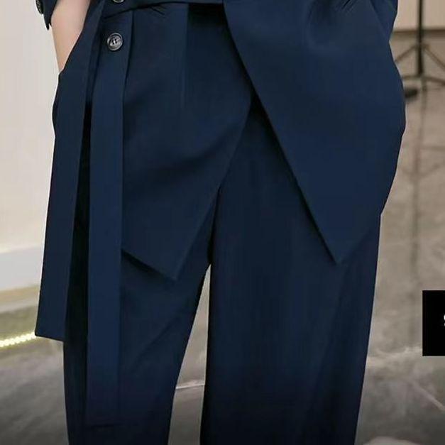 Стиль золовки 2024: Комплект из двух предметов: брюки палаццо свободного кроя больших размеров для женщин - Весна и Осень