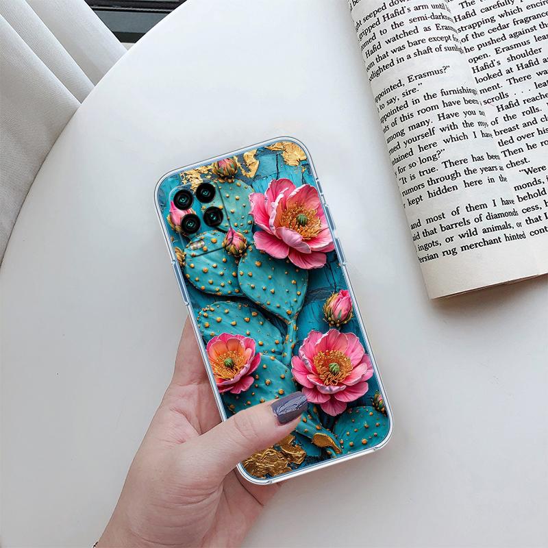 BH48 Watercolour Cacti Succulent Phone Case for Motorola Moto Edge 20 30 40 50 S30 Fusion Ultra Pro Neo Lite + G200 G23
