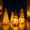 4 Pcs Light Up Christmas Tree Figurines Resin Christmas Tree Tabletop Decoration for Holiday Mantel Desk Centerpiece