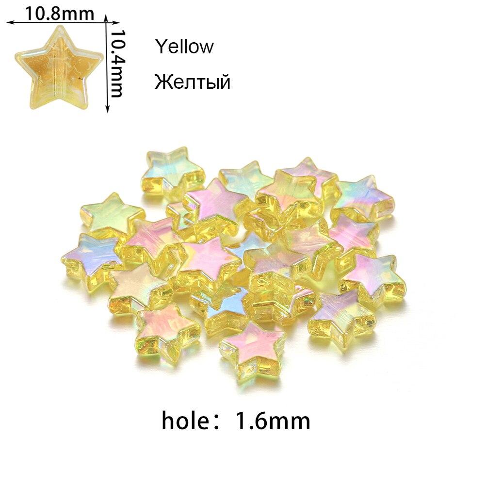 100pcs Acrylic Star Spacer Loose Beads Five-pointed Star Transparent Rainbow Color Beads For Jewelry Making Findings Accessories