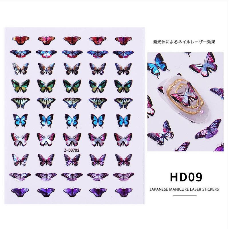 Nail Simulation Laser Butterfly Stickers 3D Stickers Waterproof Cute Butterfly Nail Stickers
