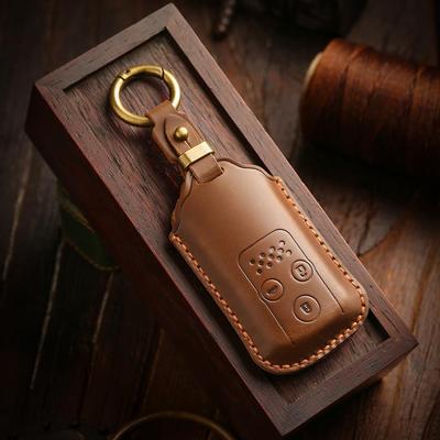 [Honda] Чехол для ключа автомобиля брелок Кожа ручной работы Подходит для Fit Civic Accord Pilot CRV HRV Odyssey5