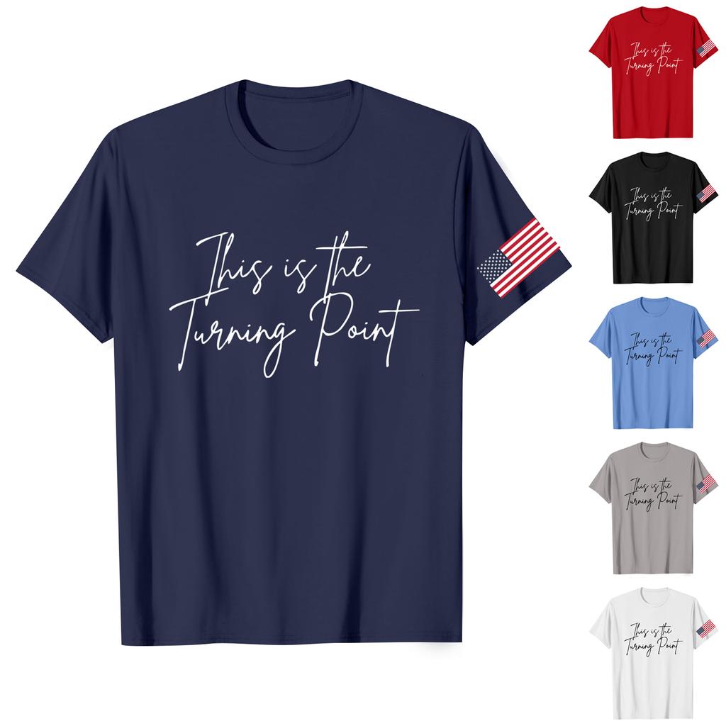 Fashion Round Neck Raglan Short Sleeve Workwear Printed Tops Ladies Summer Tops