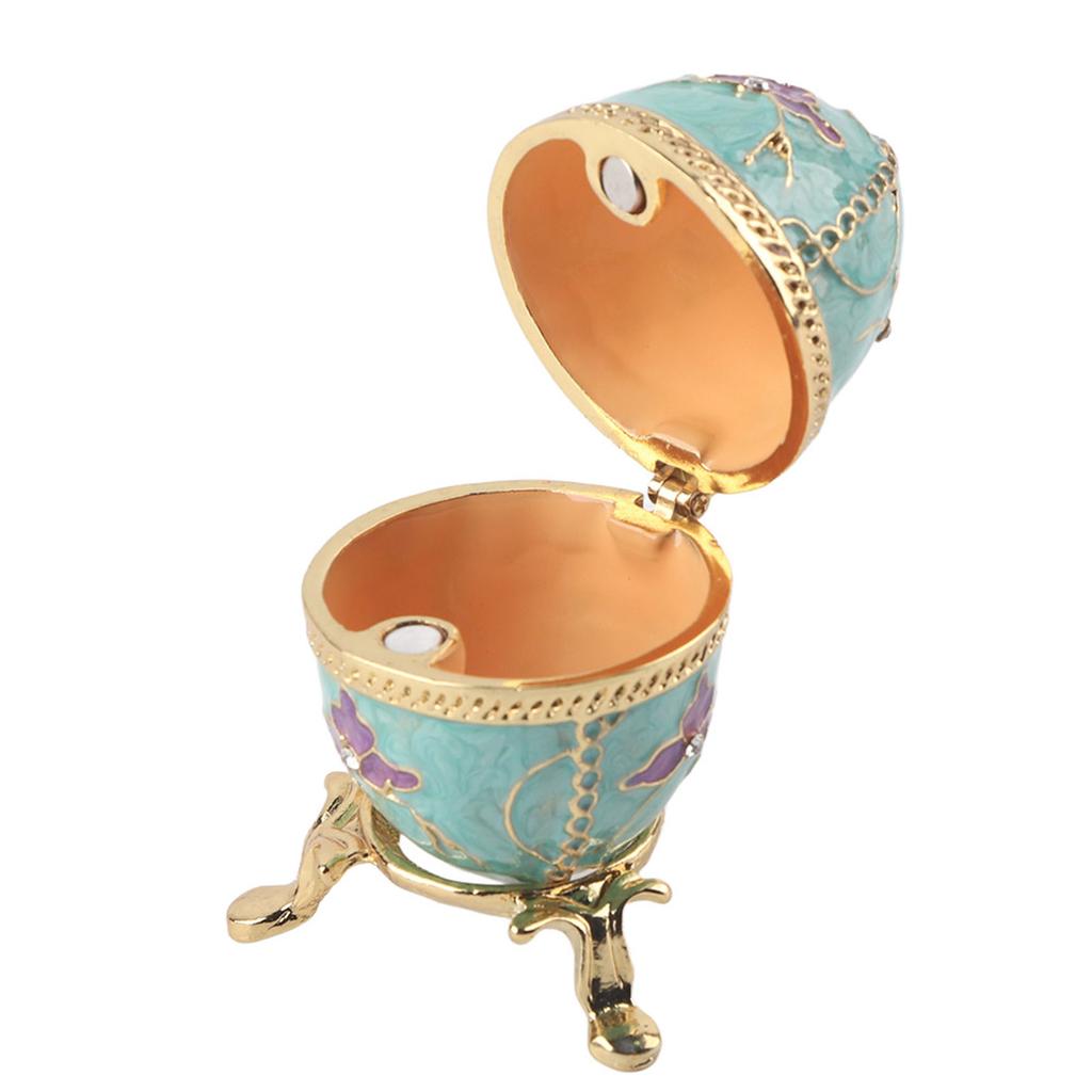 Enameled Easter Egg Vintage Style Jewelry Organizer Trinket Box Decoration Gift