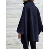Women's Autumn and Winter Cape Zipper Faux Wool Shawl Cape Coat for Women