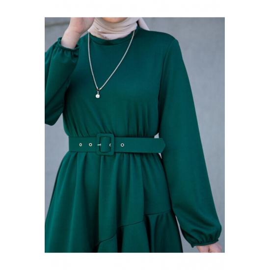 Платье-хиджаб с многослойным поясом и эластичными рукавами Volan