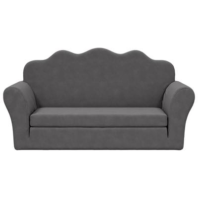 Kids Sleeper Sofa 2 Seater Anthracite Soft Plush