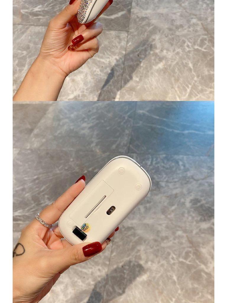 Trendy Rhinestone Wireless Silent Mouse for Laptops – Ideal for Girls, Compatible with Apple, Xiaomi, Huawei
