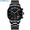 CRRJU New Men's Steel Band Sports Watch Fashion Business Multi-functional Six-pin Chronograph Watch