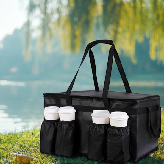 Insulated Lunch Bag with with Drink Carrier Food Delivery Bag Insulated Grocery Bags Food Carrier Catering Bag Cooler Bags