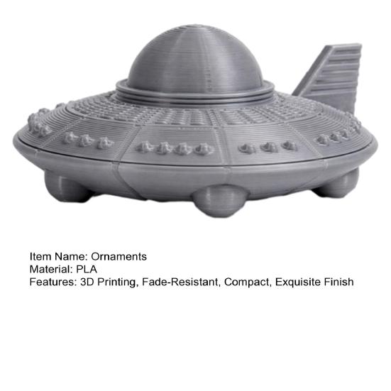 yangyizhi 3D Printed UFO Model Figurine, Sci-Fi Spacecraft Decor, One-Piece Craft with Clear Texture, Mini Ornament for Desk Display Cabinet