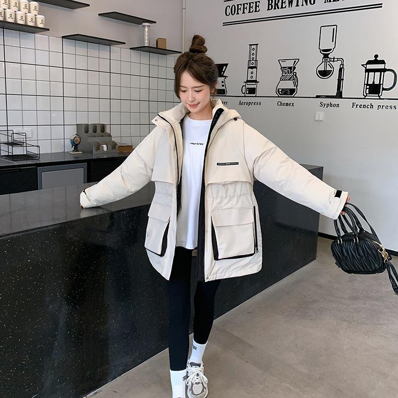 Женский пуховик Новая зимняя модель средней длины с утолщением талии Рабочая хлопковая куртка