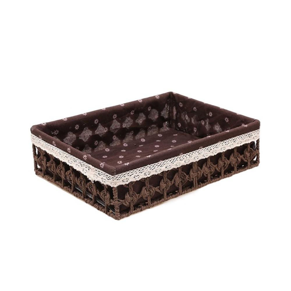 Hollow Out Tabletop Fruit Container Hand Woven Straw Storage Basket Bin  Home Decor