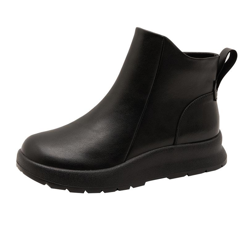 Кожаные ботинки Мартин на платформе женские 2025 новые осенне-зимние ретро ботинки челси черные повседневные короткие ботинки